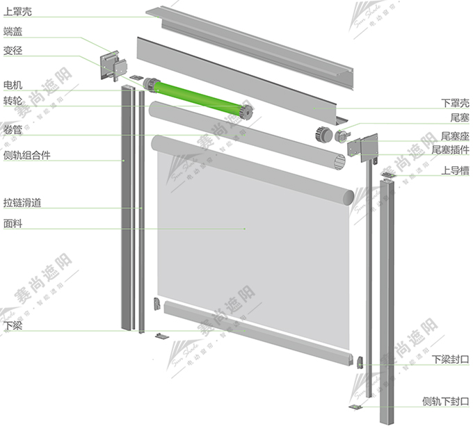 室外電動(dòng)卷簾產(chǎn)品結(jié)構(gòu)圖