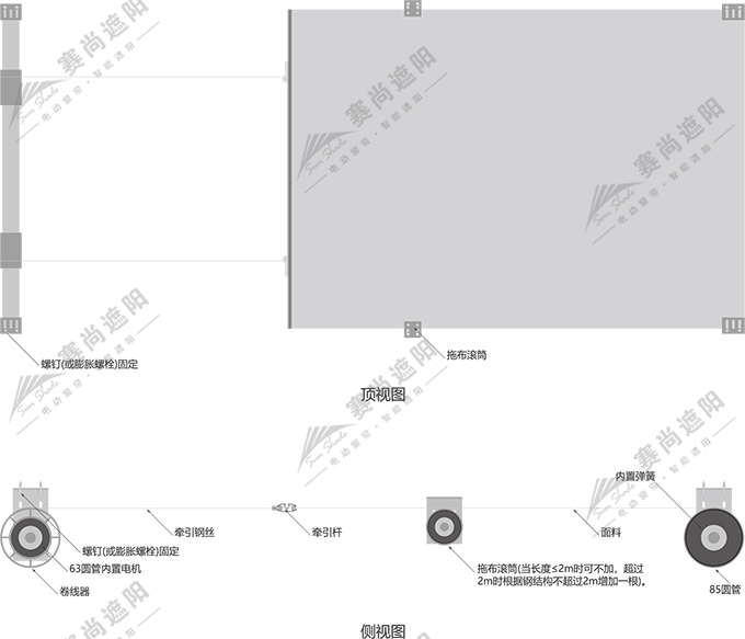 FSS電動(dòng)天棚簾安裝方式