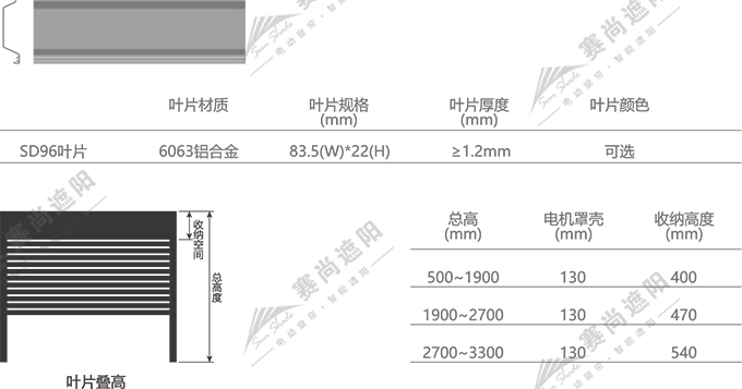 SD96升降調(diào)光百葉葉片參數(shù)